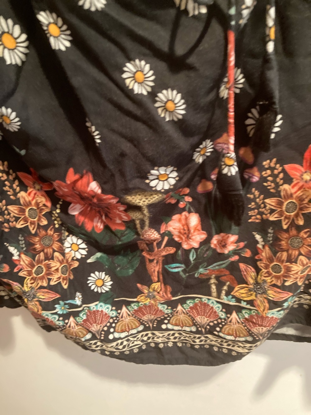 NATURAL LIFE Black Floral Lace-Up Boho Tunic with Multicolor Flowers - Picture 4 of 6